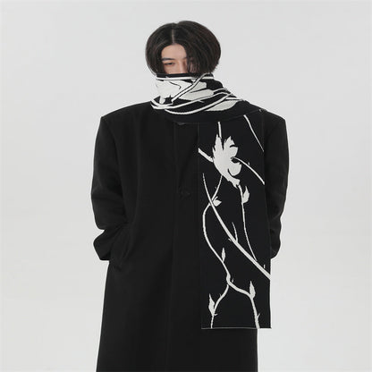 Hand-painted Thorn Rose Winter Angora Couple Scarf