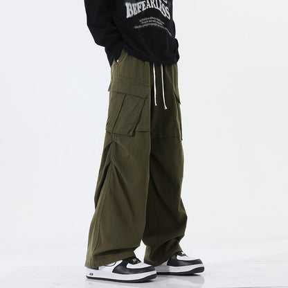 Men's Retro Pleated Straight-Leg Casual Overalls