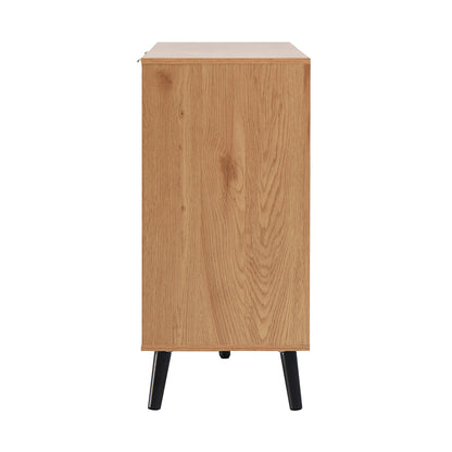 Side panel buffet cabinet with storage room, 47.2 "natural wood color kitchen cabinet with 3 drawers and 2 doors