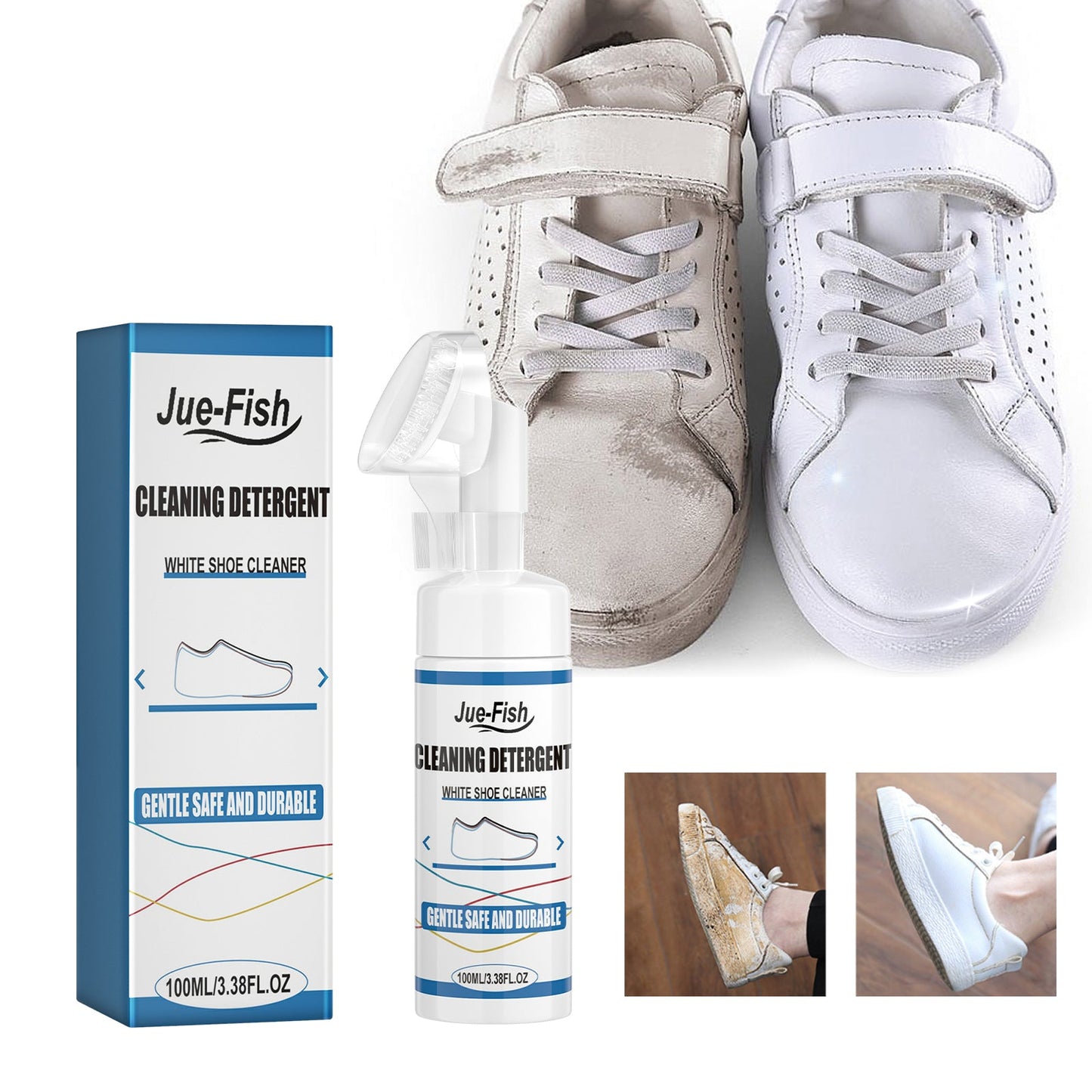 Water-Free Foam Sneakers Cleaning Kit, Small White Shoes Sneakers Decontaminating Brightening White Cleaning Multi-Functional Yellow Cleaner