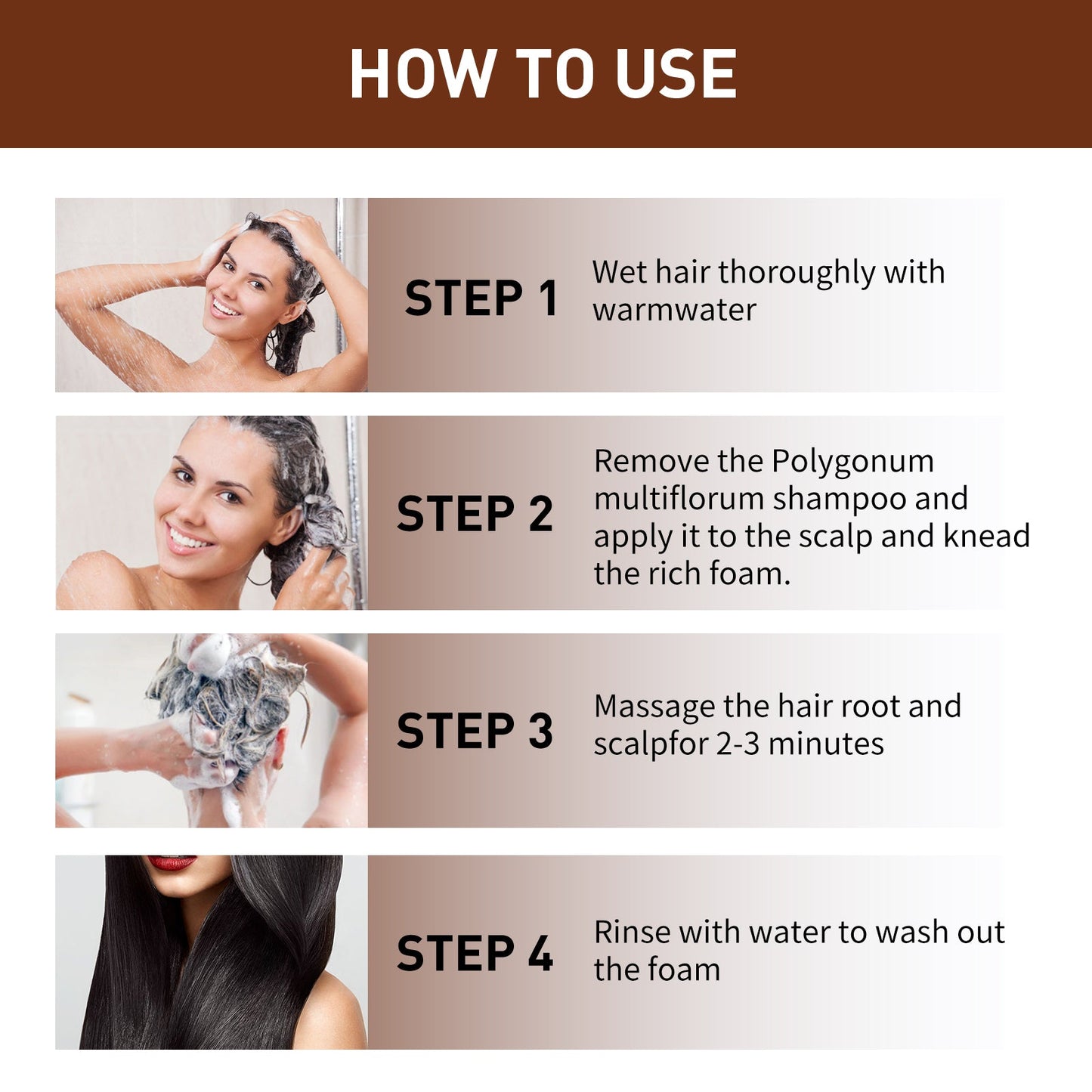 Polykum Multiflorum Repair Shampoo Natural Black Hair Moisturizing And Smoothing Shampoo