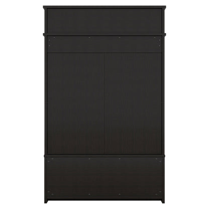 Hall tree with roof rack and storage platform, corridor shoe cabinet with sliding door, clothes hanger with 5 hooks black