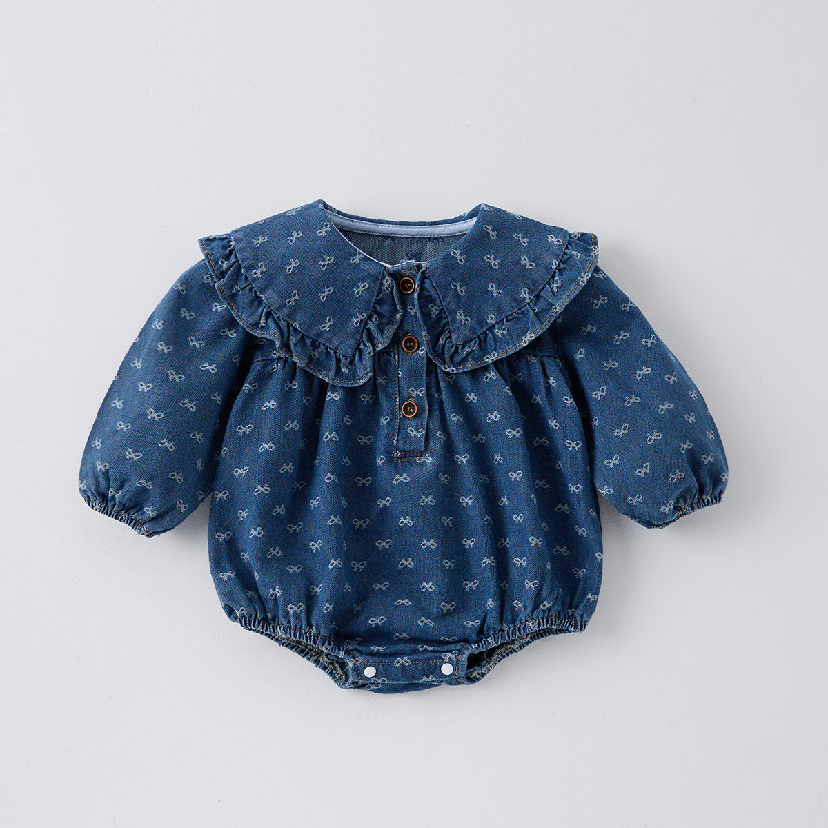 Toddler Denim Romper Triangle-style Crawling Suit Girls One-piece Dress