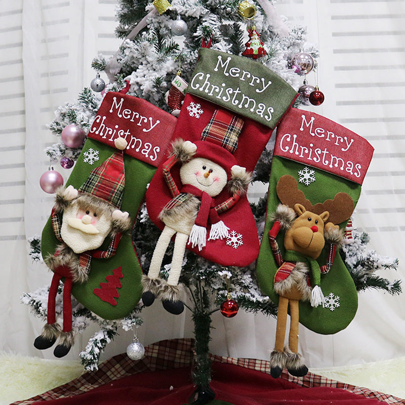 2024 Christmas Big Stockings 3D Plush Decor