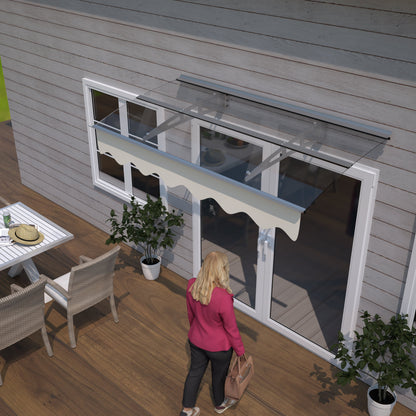 5934W Series Door Window Awning Canopy W59"xD34" Made of 0.137Inch /3.5mm Thick Virtually Crystal Solid Polycarbonate Sheet