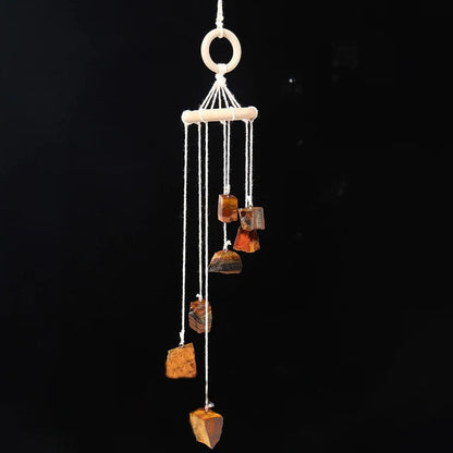 Natural crystal raw stone wind chime paper box set handmade DIY weaving home decoration car interior pendant