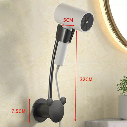 Punch-Free Hair Dryer Rack Wall-Mounted Hand-Held Rotating Lazy Bracket Bathroom