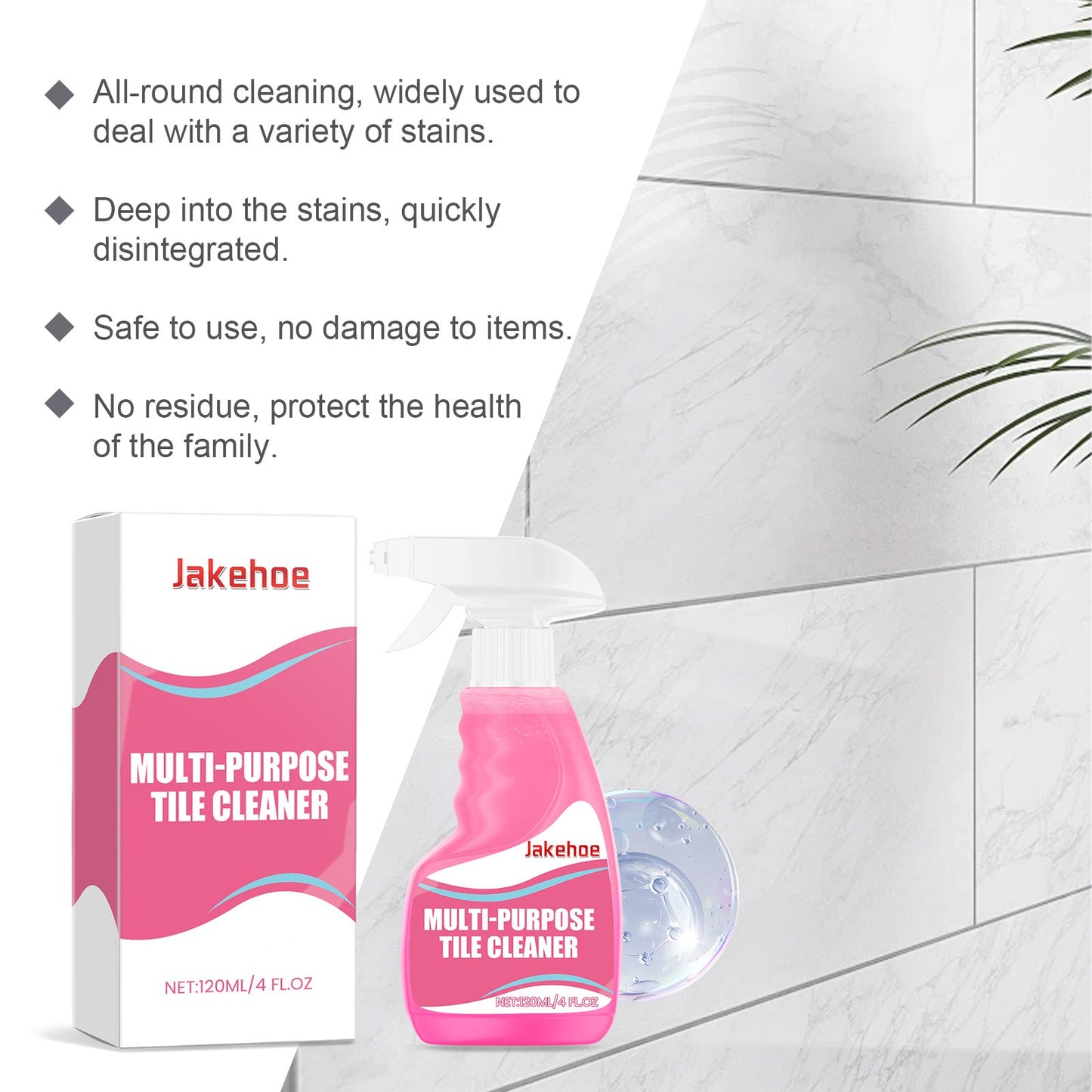 Multi-Purpose Tile Cleaner Living Room Kitchen Floor Decontamination Brightening Clean Polishing Remove Oil Clean