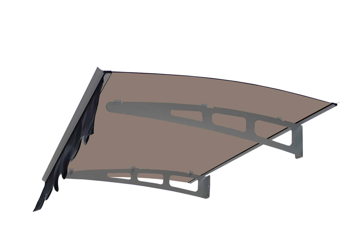 DA4734W Series Door Window Awning Made of 0.137 Inch Thick Crystal Polycarbonate Sheet in size of 47" Wide x 34" Brown Roof
