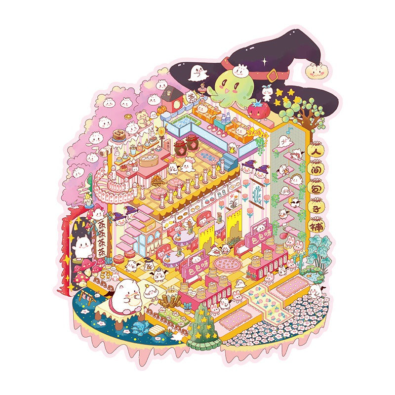 Landscape stickers large 3D stereoscopic scene collage miniature scene ledger stickers DIY stickers