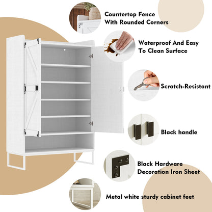 Shoe Cabinet with Doors, 6-Tier Shoe Storage Cabinet with Adjustable Shelves, Wooden Shoes Rack Shoe Storage Organizer