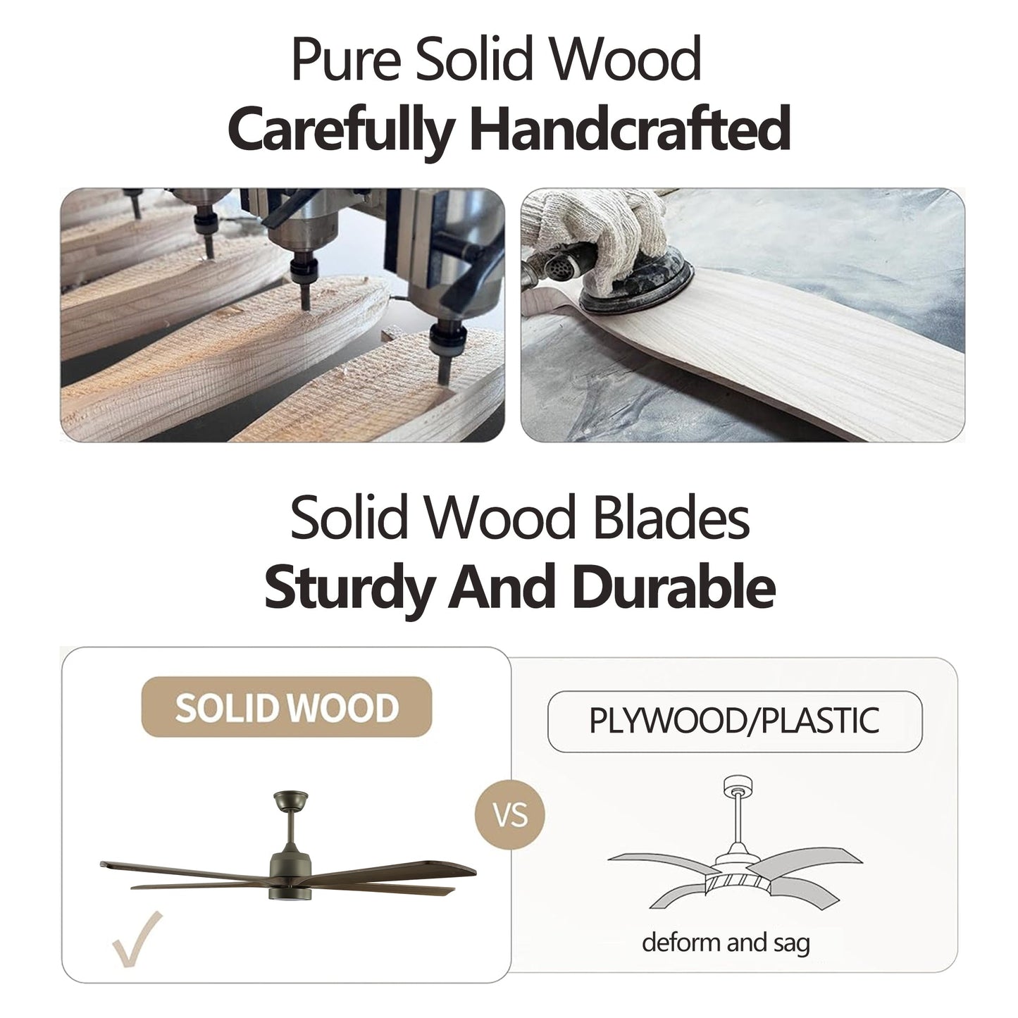 60 "modern wooden ceiling fan with lighting and remote control, 6-speed noiseless reversible DC motor ceiling fan
