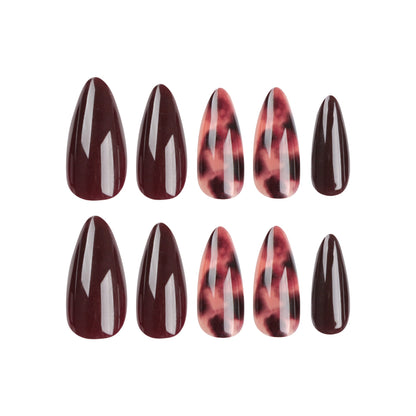 Simple French Wearable False Nails Almond Colorful Stripes Colorblock Design Manicure Fake Nails Line Full Cover Press On Nail