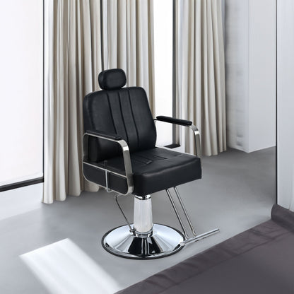 Premium Reclining barber Chair Salon Chair for Hair Stylist with Heavy Duty Hydraulic Pump, 360° Rotation  Black