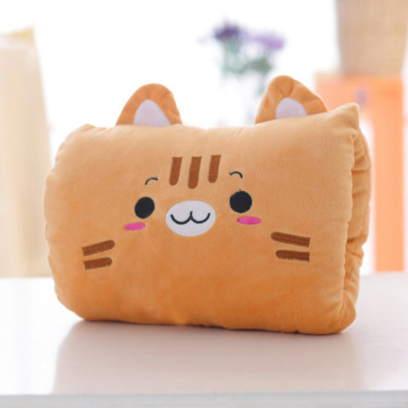 Animated nap pillow, warm hand cover, cylindrical cushion, creative hand warmer, girls' plush toy