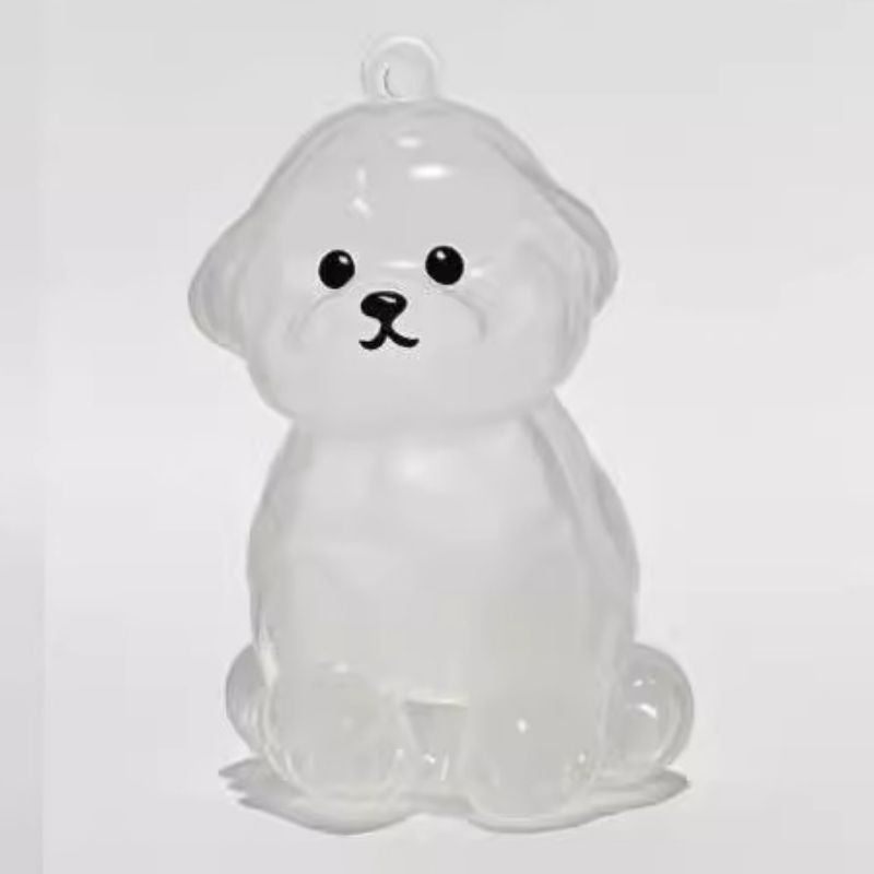 A transparent DIY pet hair memorial keychain box, a sweet keepsake for dog lovers.