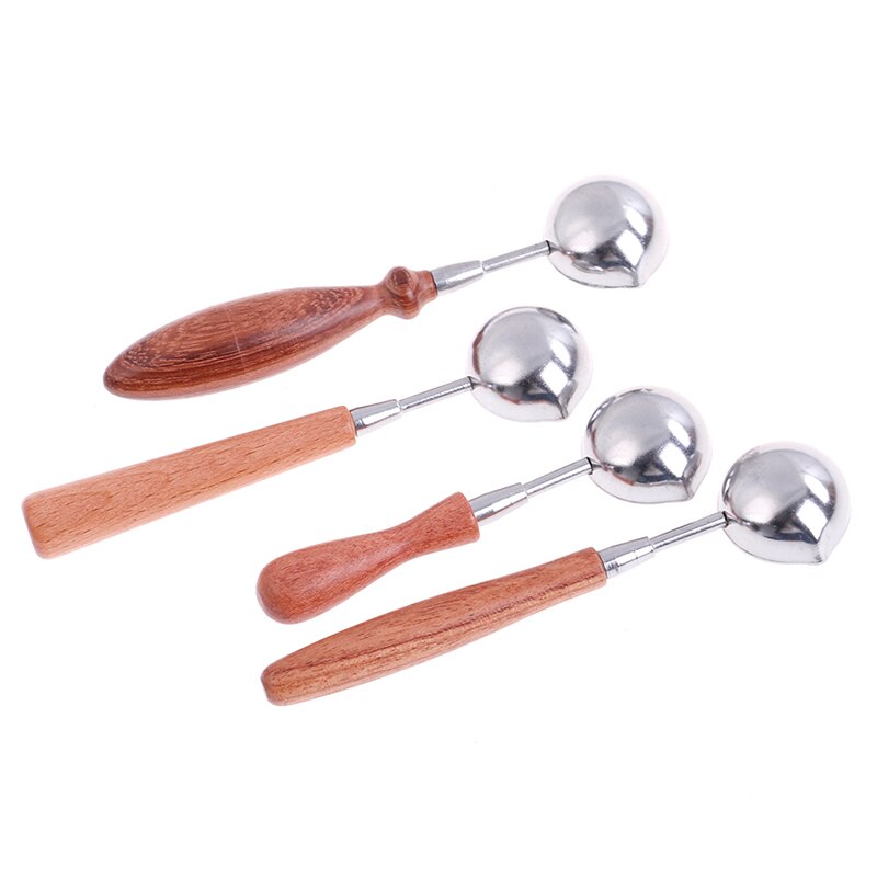 Anti-Hot Sealing Wax Spoon Wood Handle Retro Wax Stamping Spoons Invitation Cards Decorative Stamps Craft