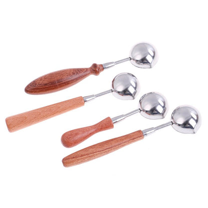 Anti-Hot Sealing Wax Spoon Wood Handle Retro Wax Stamping Spoons Invitation Cards Decorative Stamps Craft