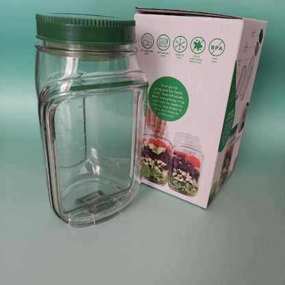 Portable Plastic Salad Pod All-In-One Container With Leak Proof Oats Container Reusable Keep It Good Salad Bowl Meal Prep Kitchen Gadgets