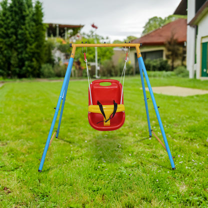 Baby Toddler Indoor/Outdoor Metal Swing Set with Safety Belt for Backyard