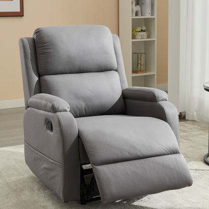PU leather recliner massage chair with adjustable leg positions at the back, easy to reach side buttons - gray