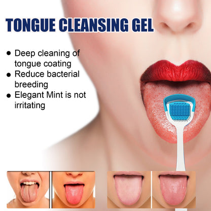 Tongue Coating Cleansing Gel, Tongue Coating Cleansing Oral Care Removes Bad Breath And Freshens Breath Gel With Brush