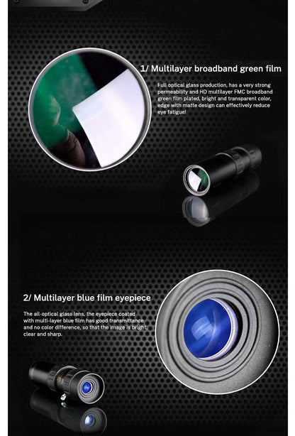 10-30×25 Zoom HD Portable Strong Binoculars Long Range Professional Spyglass Monocular Telescope Low Night Vision for Hunting