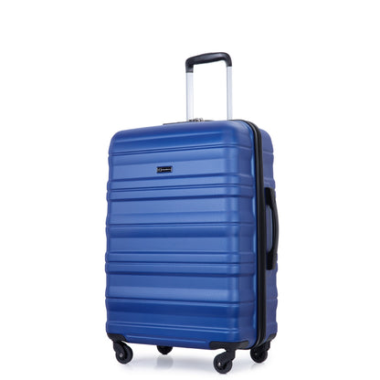 3 Piece Luggage Sets PC Lightweight & Durable Expandable Suitcase with Two Hooks, Spinner Wheels, TSA Lock, (21/25/29) Dark Blue
