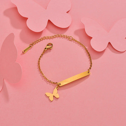Stainless steel personalized engraved three color curved bracelet simple and personalized women's bracelet
