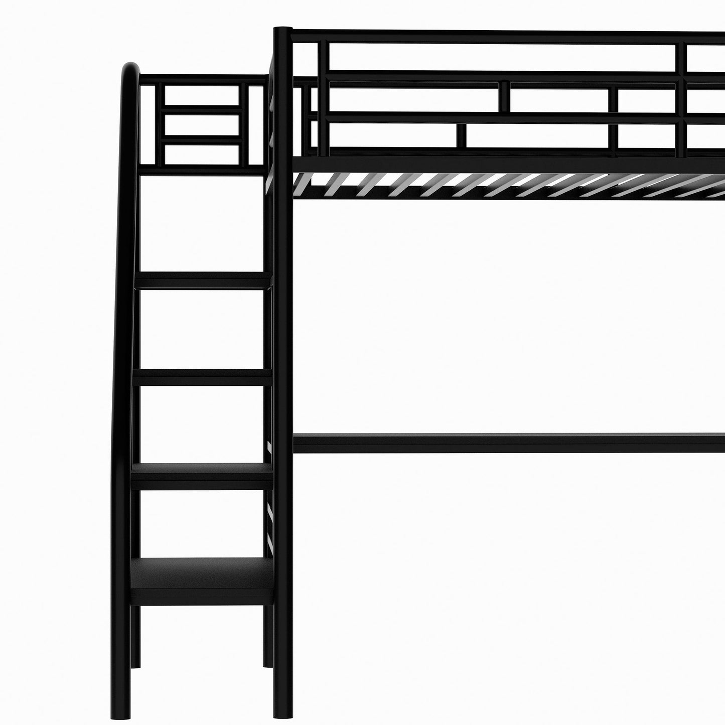Metal Loft Bed Frame with Desk  No Box Spring Needed Twin Black
