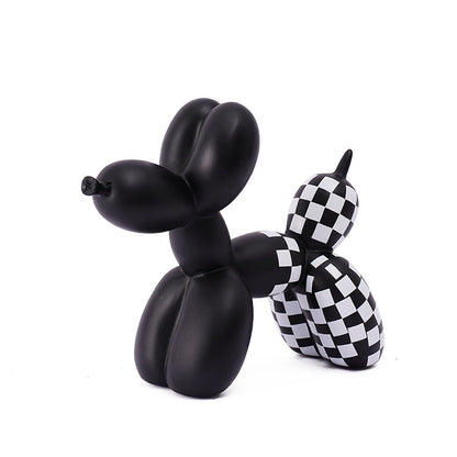 New black and white plaid balloon dog ornaments creative TV cabinet wine cabinet living room porch resin crafts