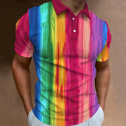 Men's 3D Rainbow Print Casual T-shirt