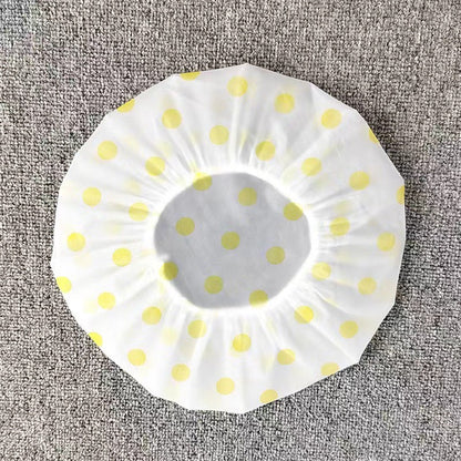 Thickened Shower Cap Wholesale Non-disposable Waterproof Polka Dot PVC Adult Bath Cap PE Oil-proof