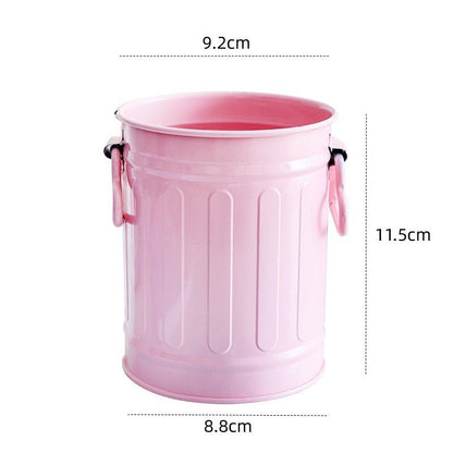 Cylindrical wrought iron pen holder DIY creative desktop storage bucket multifunctional stationery pen holder