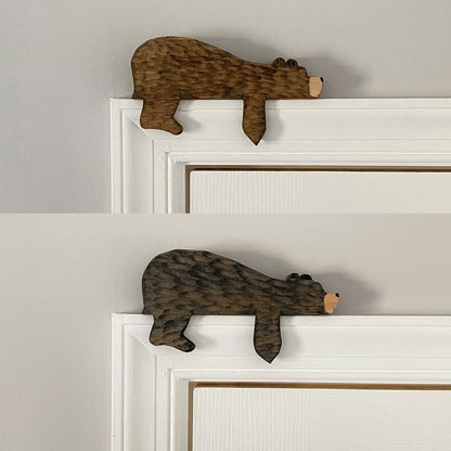 Interesting animal brown bear room door top wooden decoration home creative door frame decoration ornaments