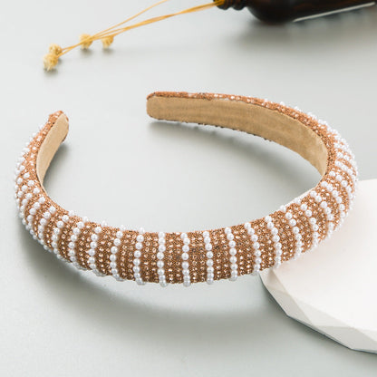 New Full Diamond Headband Pearl Rhinestone Fashion Headband Versatile Hair Accessories For Going Out