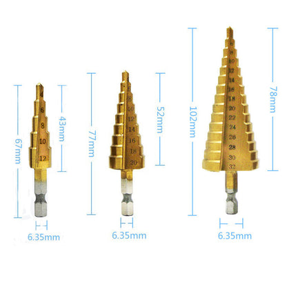 Hexagon Shank Straight Groove Step Drill Pagoda Drill Step High Speed Steel 4241 Drill Bit Set 4-32 4-20 4-12