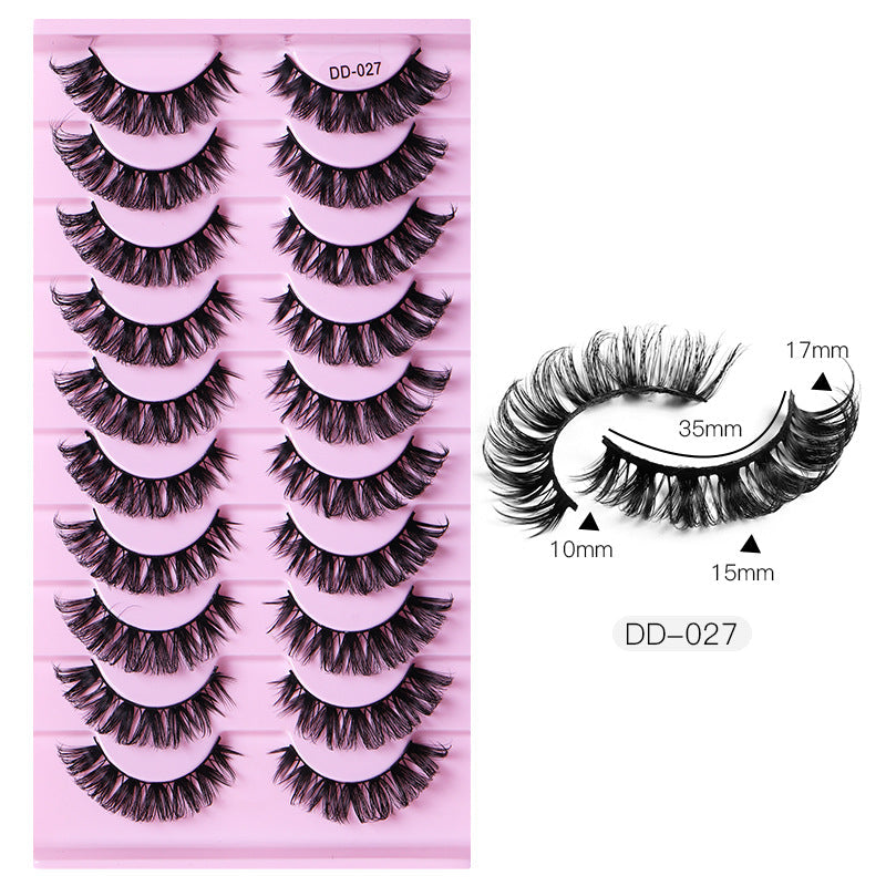 New DD Russian Large Roll Grafting Free False Eyelashes 10 Pairs Of Multi-Layer Thick Cross Mink Like Eyelashes