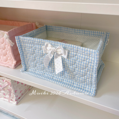 Quilted ins storage basket desktop good item storage cute storage frame