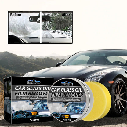 Car Glass Oil Film Remover, Rain Mist Smeary Clean Car Windscreen Cleaner