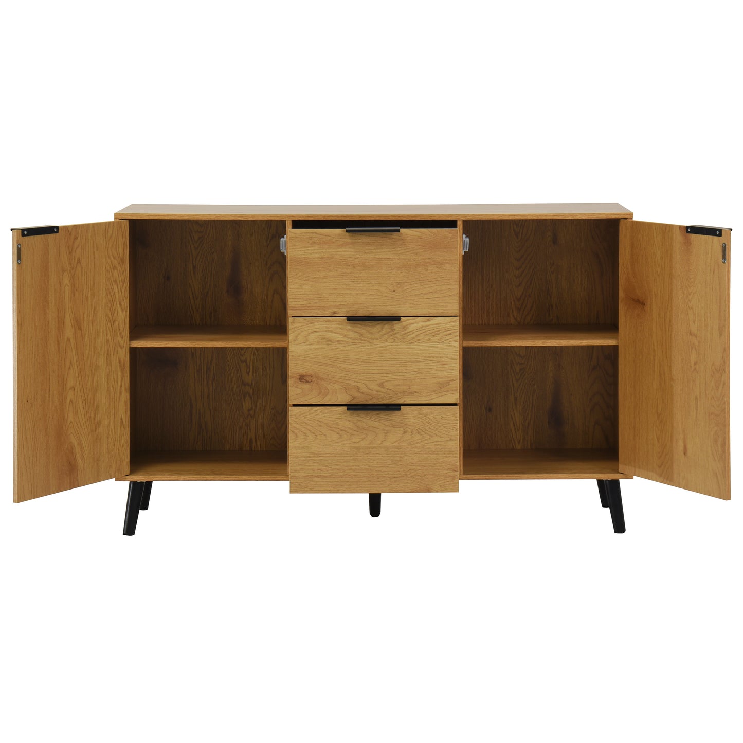 Side panel buffet cabinet with storage room, 47.2 "natural wood color kitchen cabinet with 3 drawers and 2 doors