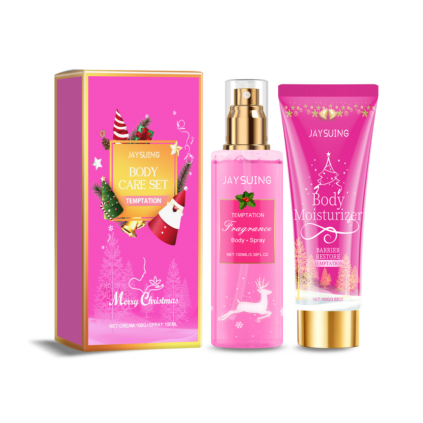 Christmas Perfumed Body Care Set, Deodorant Spray Body Lotion For Lasting Holiday Party Scent