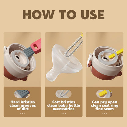 3 in 1 Cup Lid Cleaning Brush Crevice Cleaning Brush for Bottle Gap Tight Spaces Cup