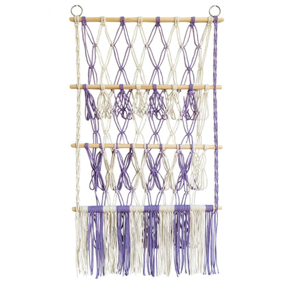 Simple decoration of shelves for children's rooms book ornaments wooden sticks 3-layer plush Bohemian toy storage net bag