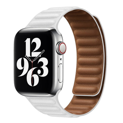 Suitable For iwatch8 Watchband S7 SE 6/5/43 Magnetic Suction New Leather Loopback Chain Apple Watch Wristband