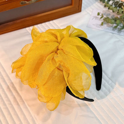 Oversized and exaggerated handmade fabric flower versatile headband