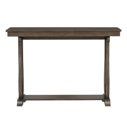 48-Inch Rustic Vintage Console Table --- Farmhouse Style Entryway Table with Open Shelf and Sturdy Construction (Walnut)