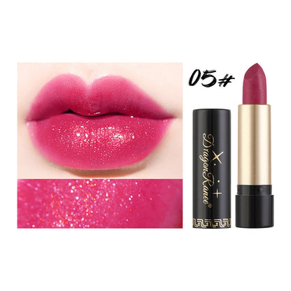 Gilt Pearlescent Dragon Fruit Peach Pink Lipstick Slightly Flashing Lipstick Moisturizing And Shining With Fine Flashing Bean Paste Mermaid