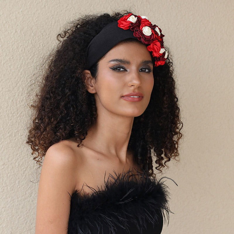 Handmade fabric side three-dimensional flower headband