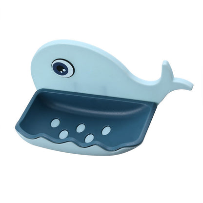 Whale Shape Free Punch Soap Rack Bathroom Drain Soap Box Toilet Soap Rack Wall-Mounted Rack